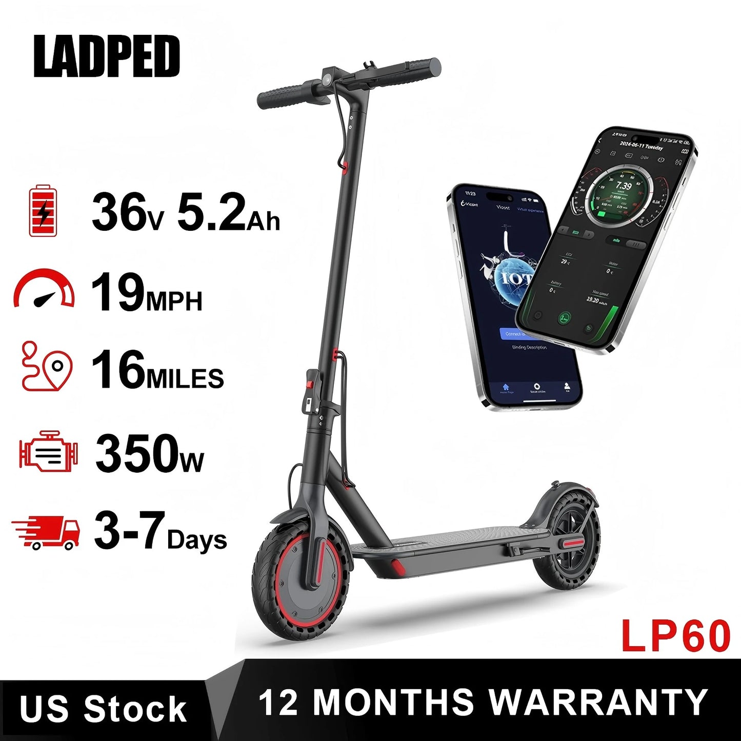 Ladped LP60 Electric Scooter 350W 19MPH