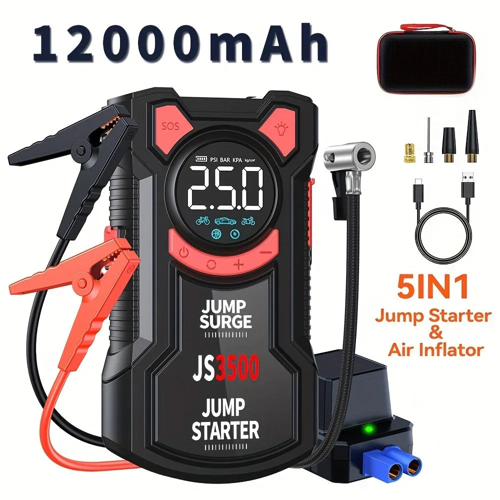 5-in-1 Jump Starter With Air Pump And Tire Inflator