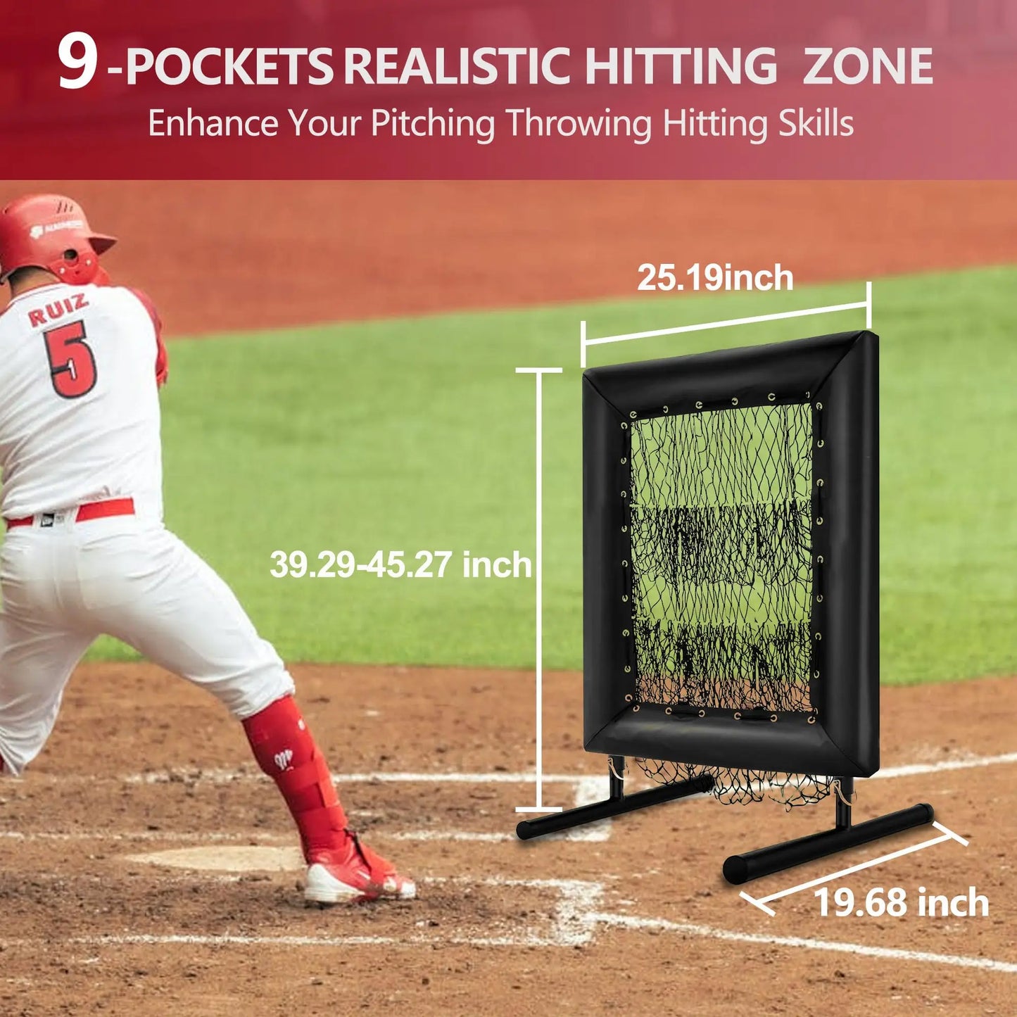 HiMISS Adjustable Pitching Net With Strike Zone 9 Pockets