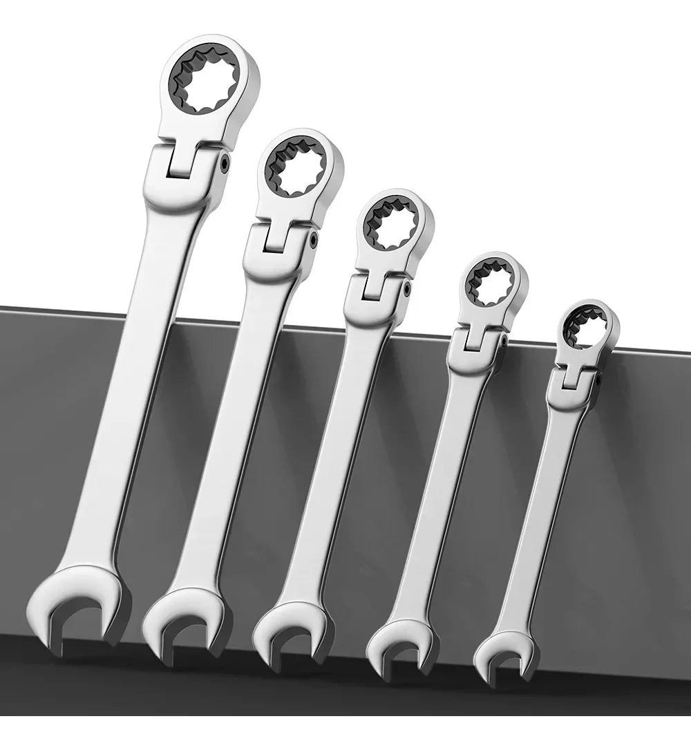 WOZOBUY Ratcheting Wrench Set With Flexible Head Durable Steel