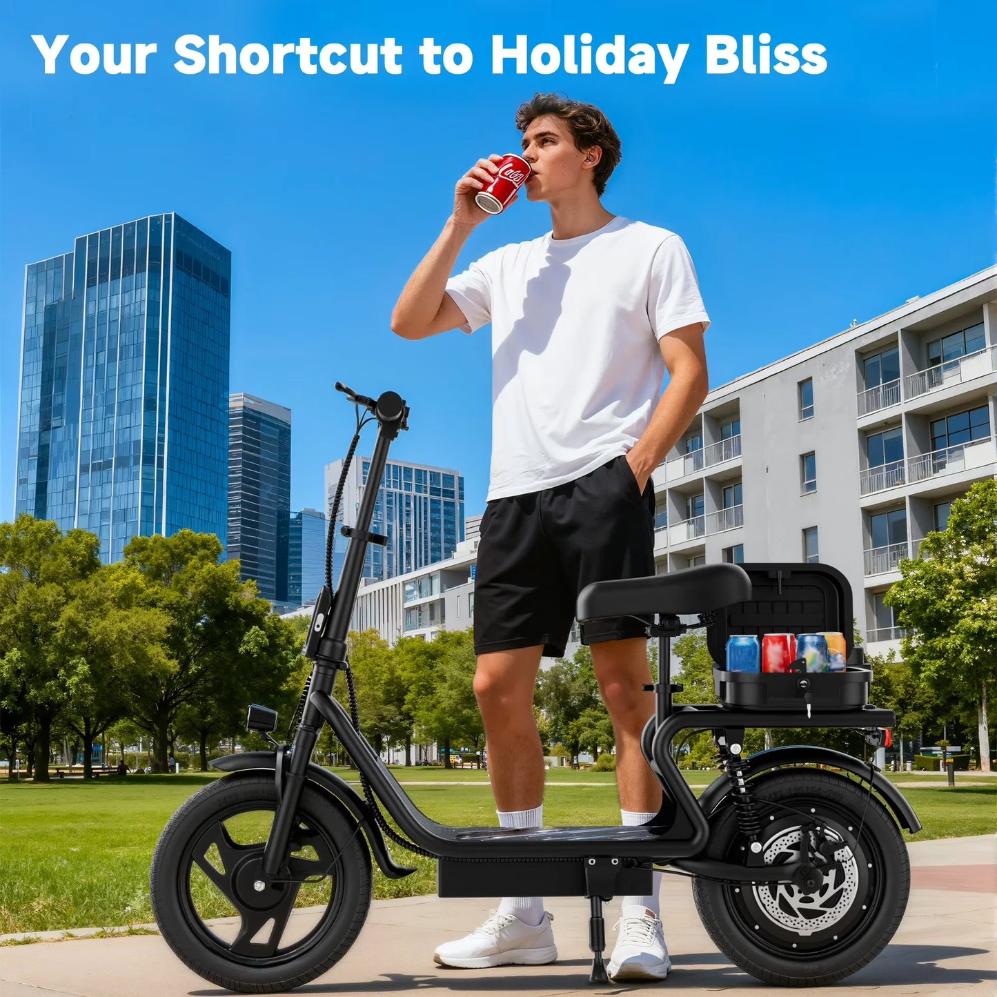 Electric Scooter For Adults With Seat And Long Range Battery