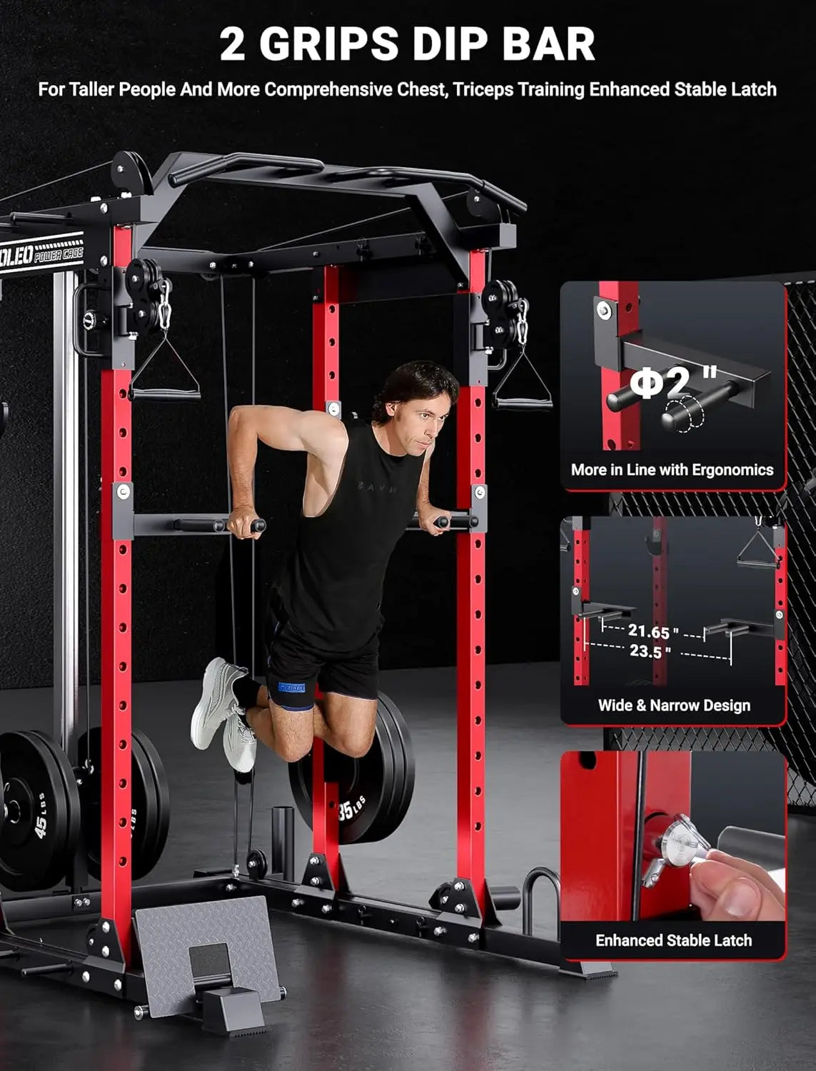 Adjustable Power Cage With Cable Crossover And Smooth Pulley System