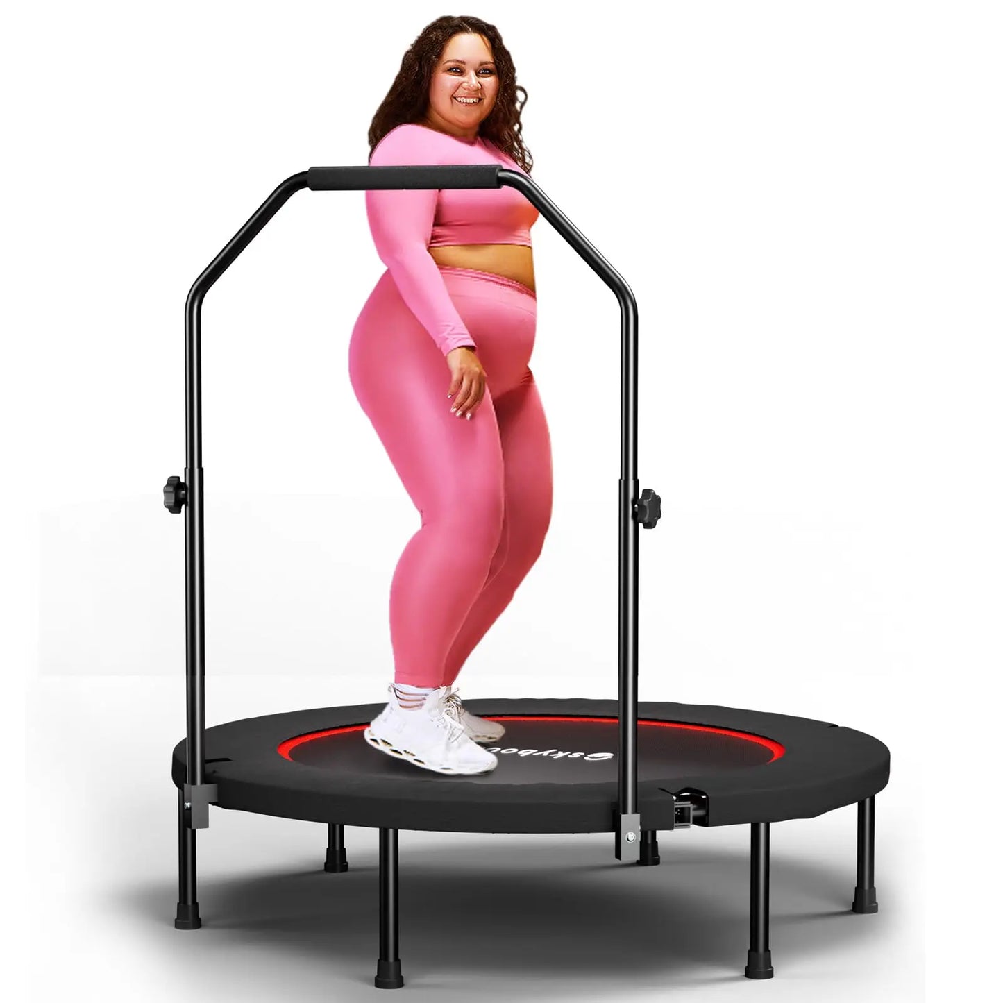 Foldable Rebounder Trampoline with Adjustable U Bar Handle