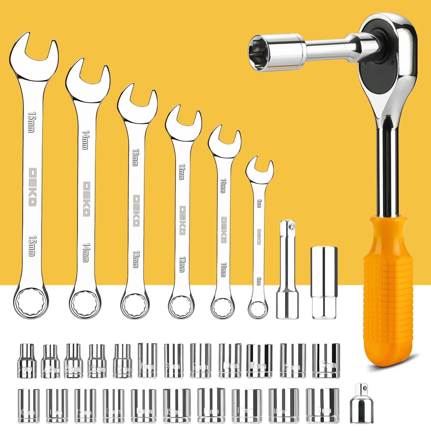 DEKOPRO 228 Piece Socket Wrench Auto Repair Tool Set