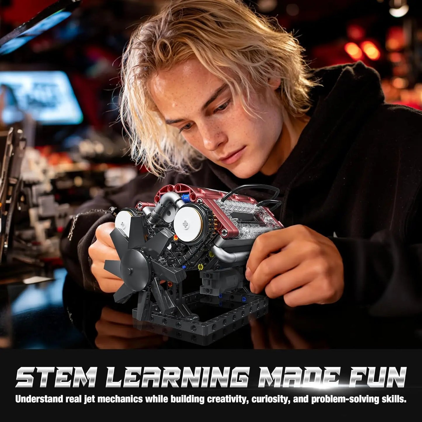 V8 Engine Model Kit With Moving Pistons And 588 Pieces