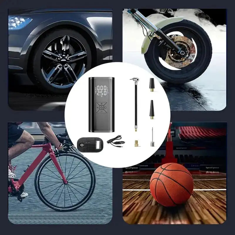 Car Tire Inflator Air Pump Cordless With Digital Gauge And LED Light
