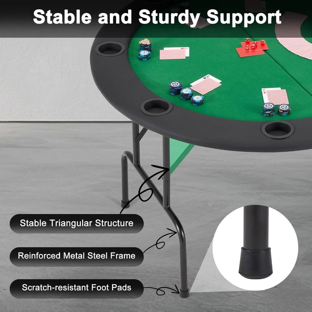 RBXC Round Poker Table For Eight Players With Folding Legs