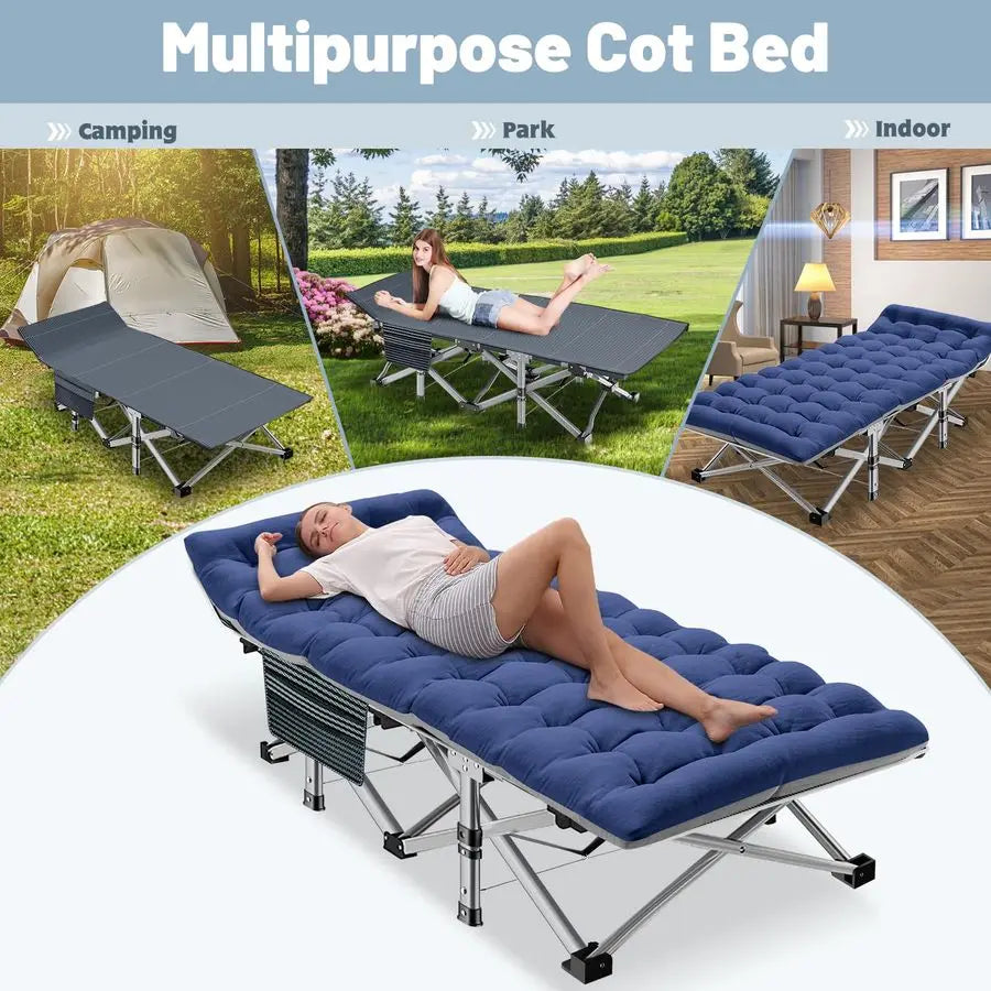 Folding Camping Cot With Pad For Adults Portable Camp Bed