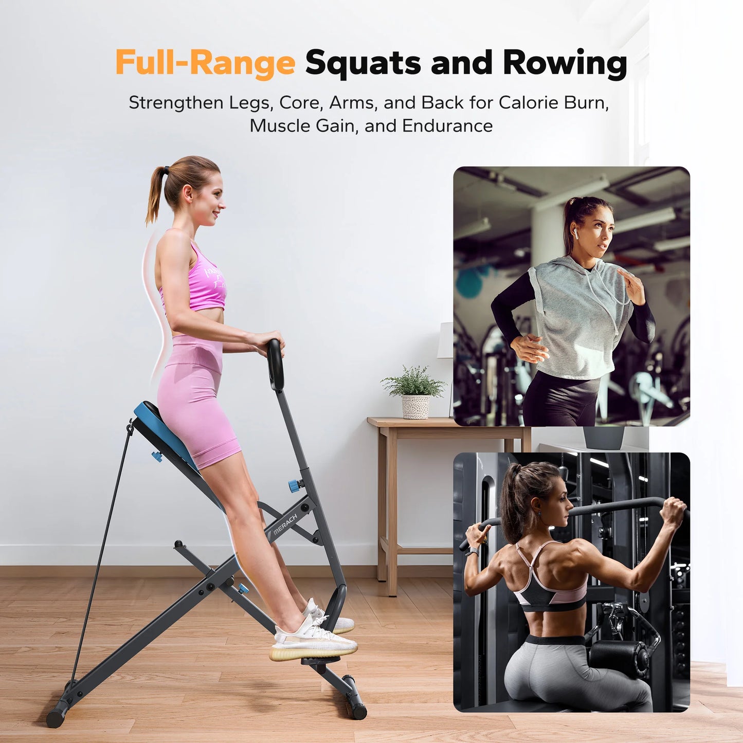 MERACH R07 2in1 Squat Rowing Machine Foldable Home Fitness