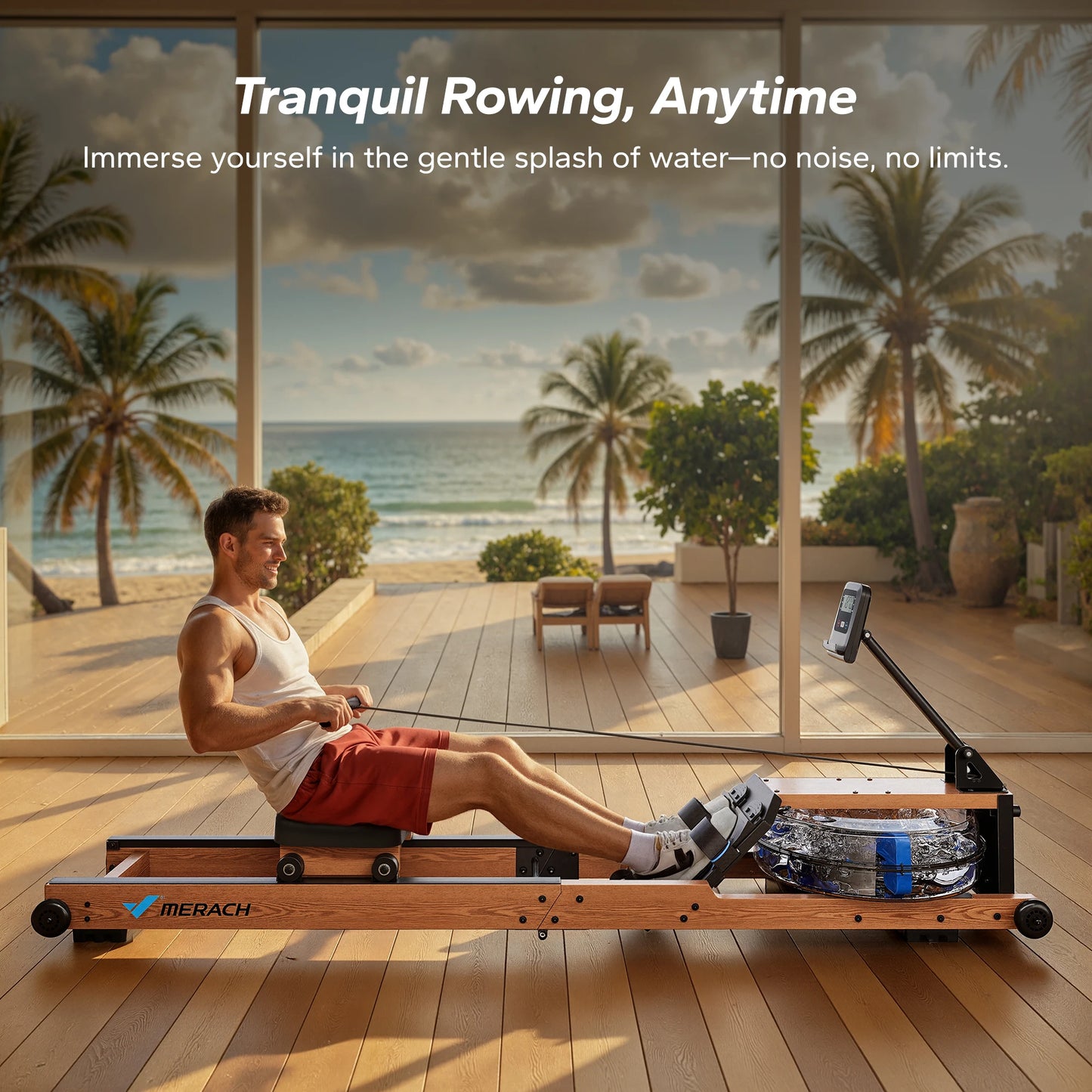 Merach Water Rowing Machine Foldable With 400 LB Capacity