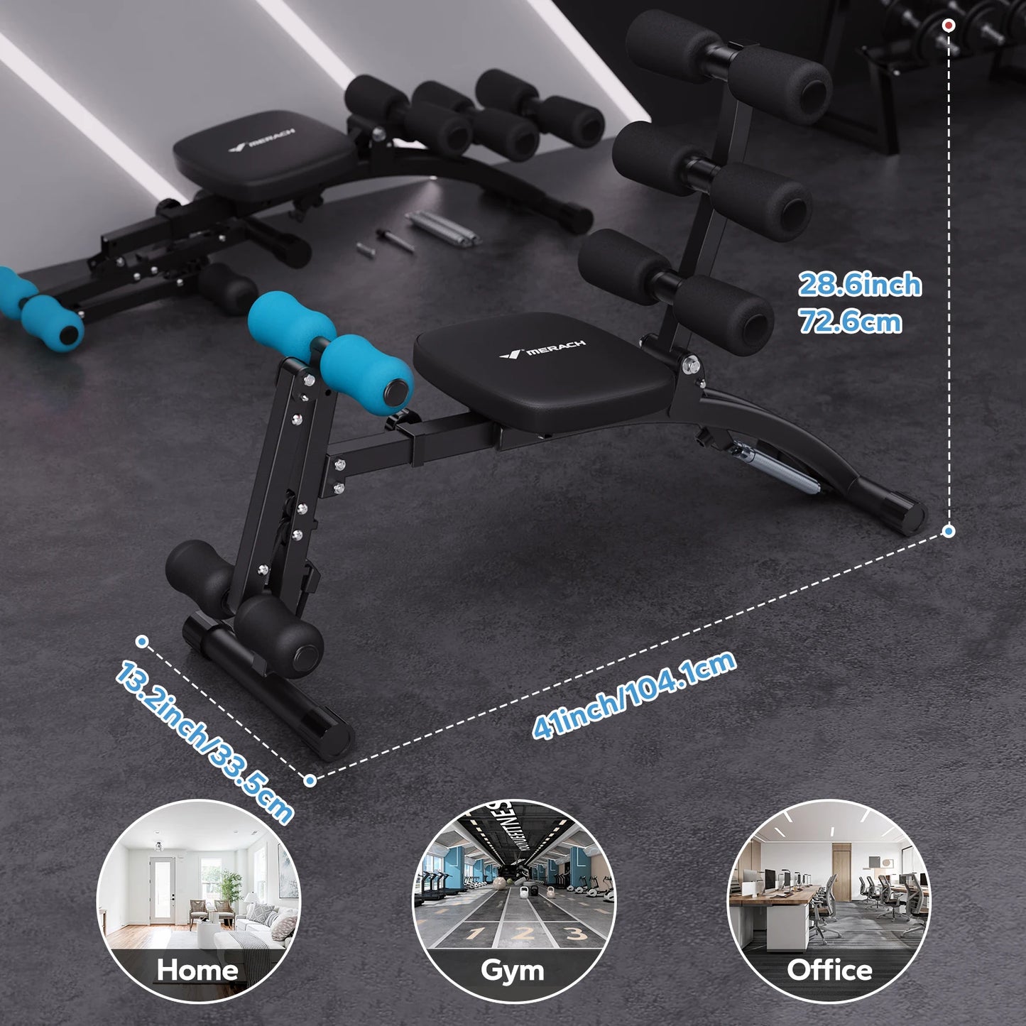MERACH Ab Machine Multi-Functional Adjustable Situp Trainer Home Gym