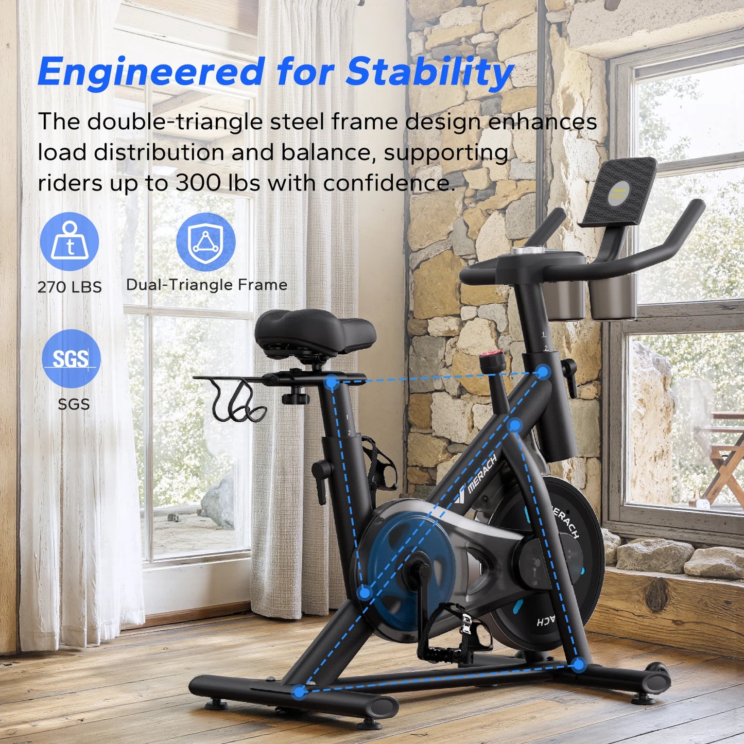 MERACH Magnetic Stationary Bike With Exclusive App And Quiet Operation