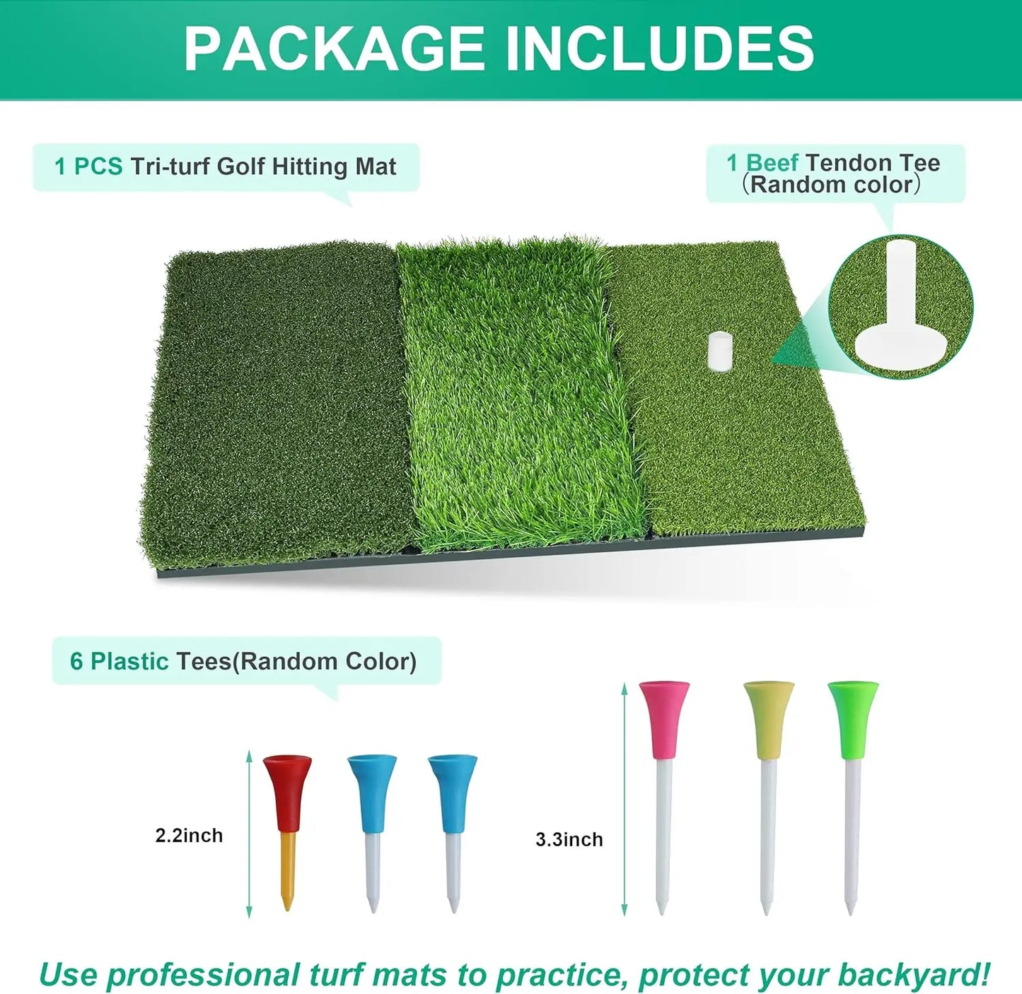 Golf Hitting Mat Practice Turf With Non Slip Rubber Back