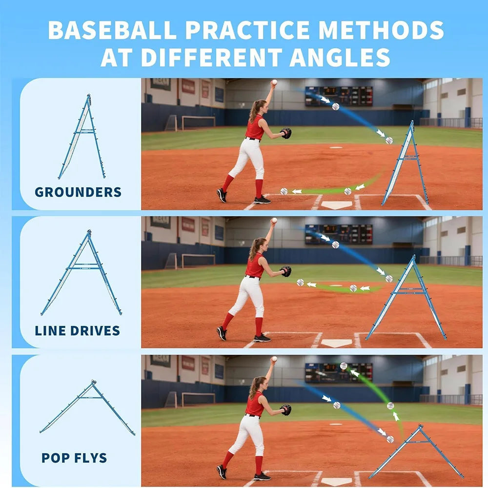 HiMISS Baseball Softball Rebounder Net Double Sided 9 Zone Backstop