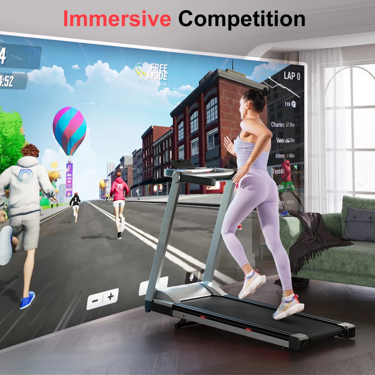 Superun Foldable Incline Treadmill With Touch Screen App Monitoring