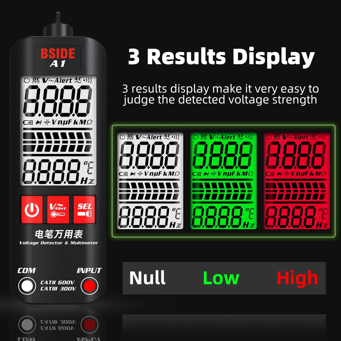 BSIDE A1 Voltage Tester Digital Multimeter Non Contact Volt Meter