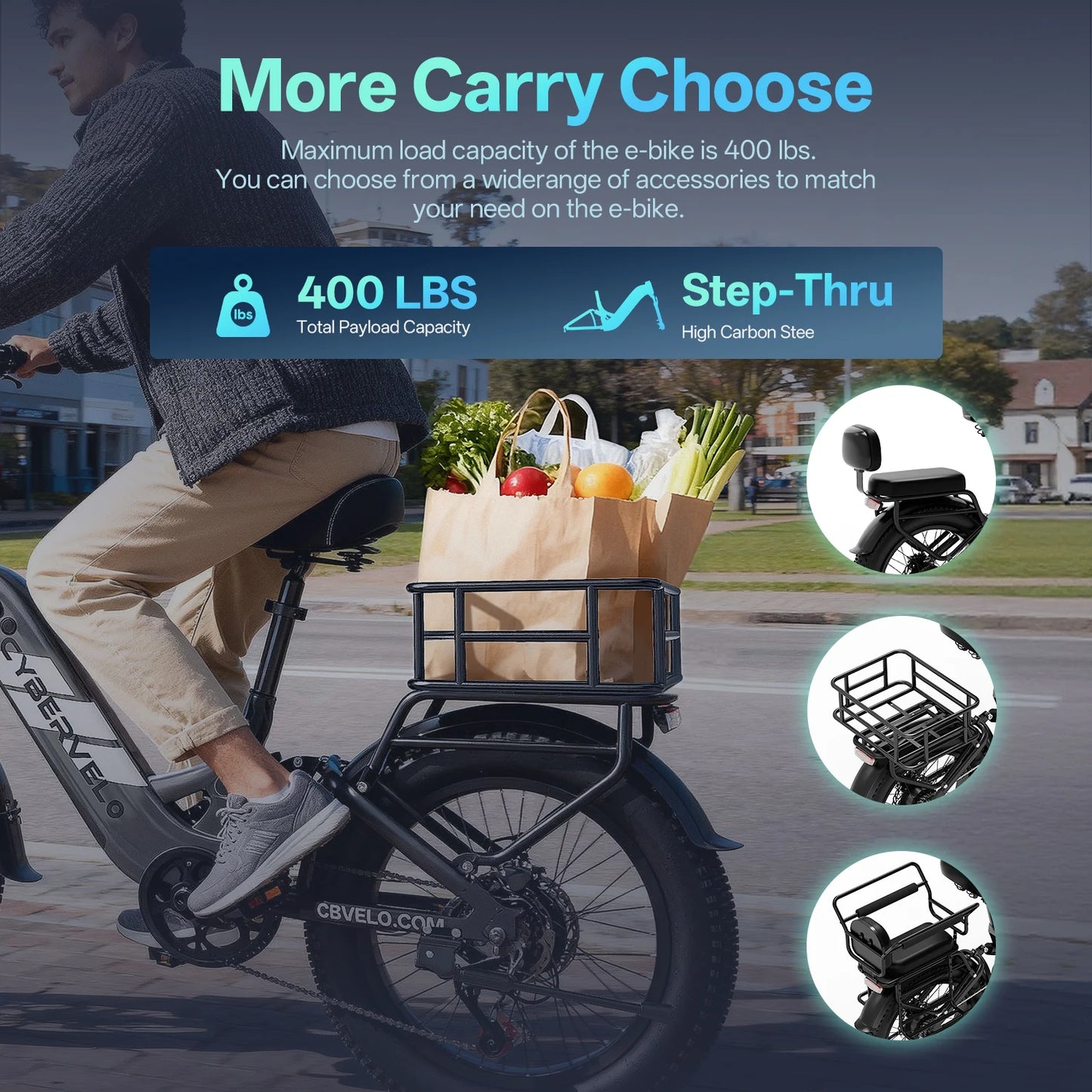 CYBERVELO EK12 Electric Bike 1500W Peak 20Ah Battery