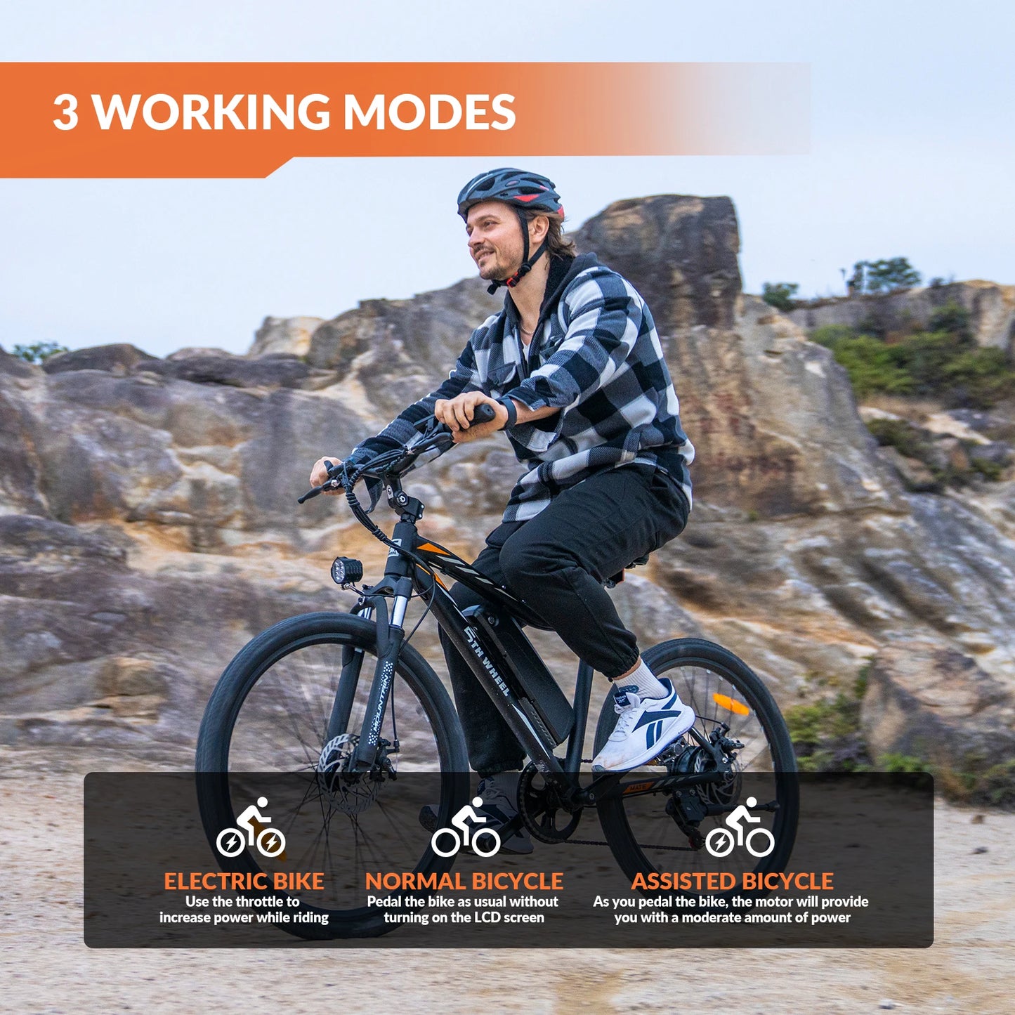5TH WHEEL AB17 Electric Bike With 700W Peak Motor And Front Suspension 23 MPH