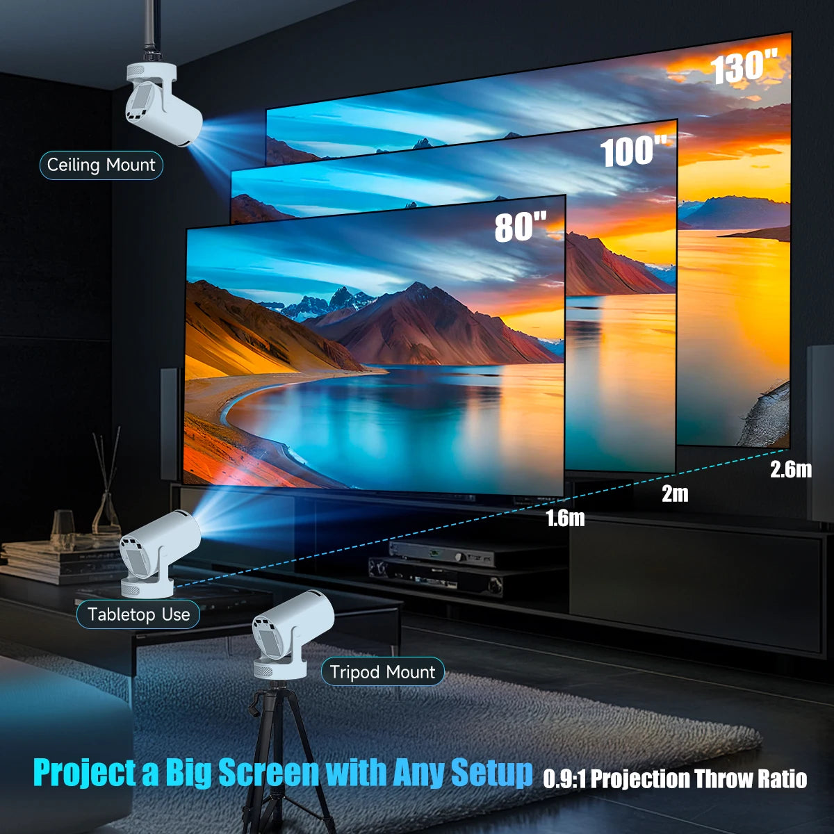 Magcubic HY300 Pro Projector Outdoor Home Theater with 5W Speaker