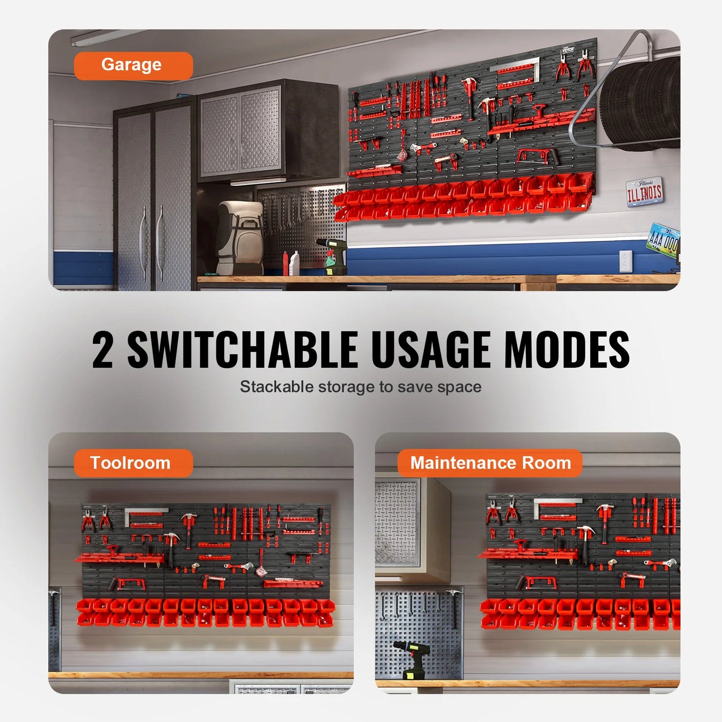 SucceBuy Wall Mounted Storage Bins Organizer For Garage