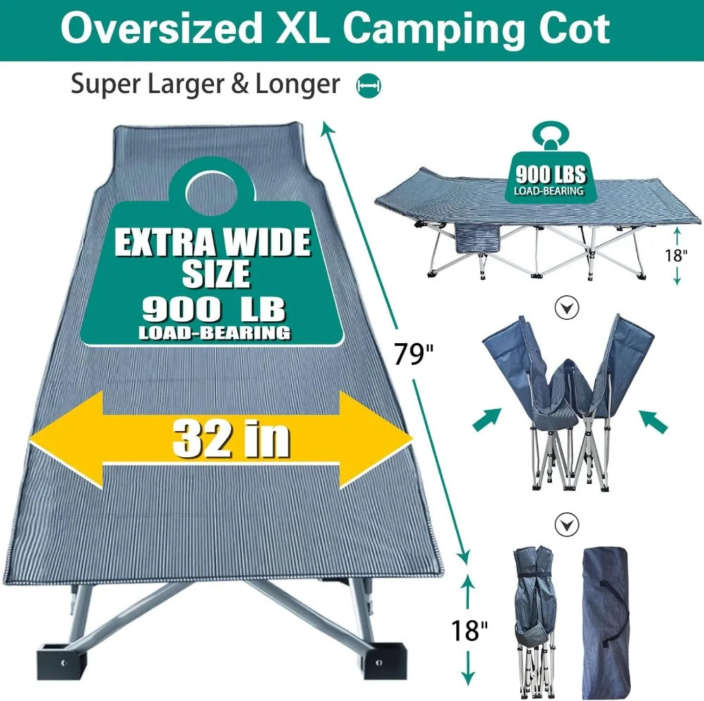 Folding Camping Cot With Mattress Heavy Duty Portable Guest Bed