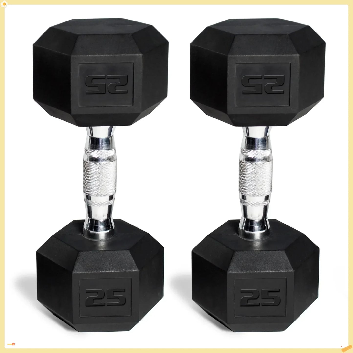 Hex Dumbbell Set 50lb, 2x25lb Weights for Home Gym Use