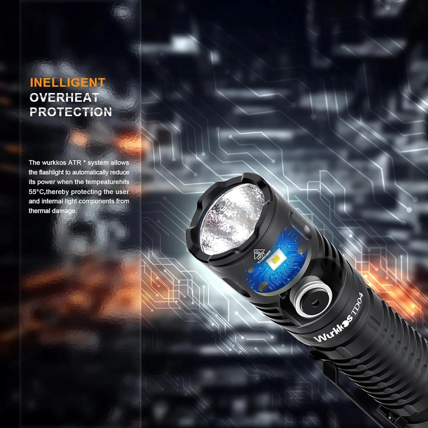 Wurkkos TD04 Dual Mode 21700 Rechargeable Flashlight with Tail Switch