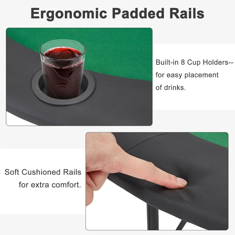 RBXC Round Poker Table For Eight Players With Folding Legs