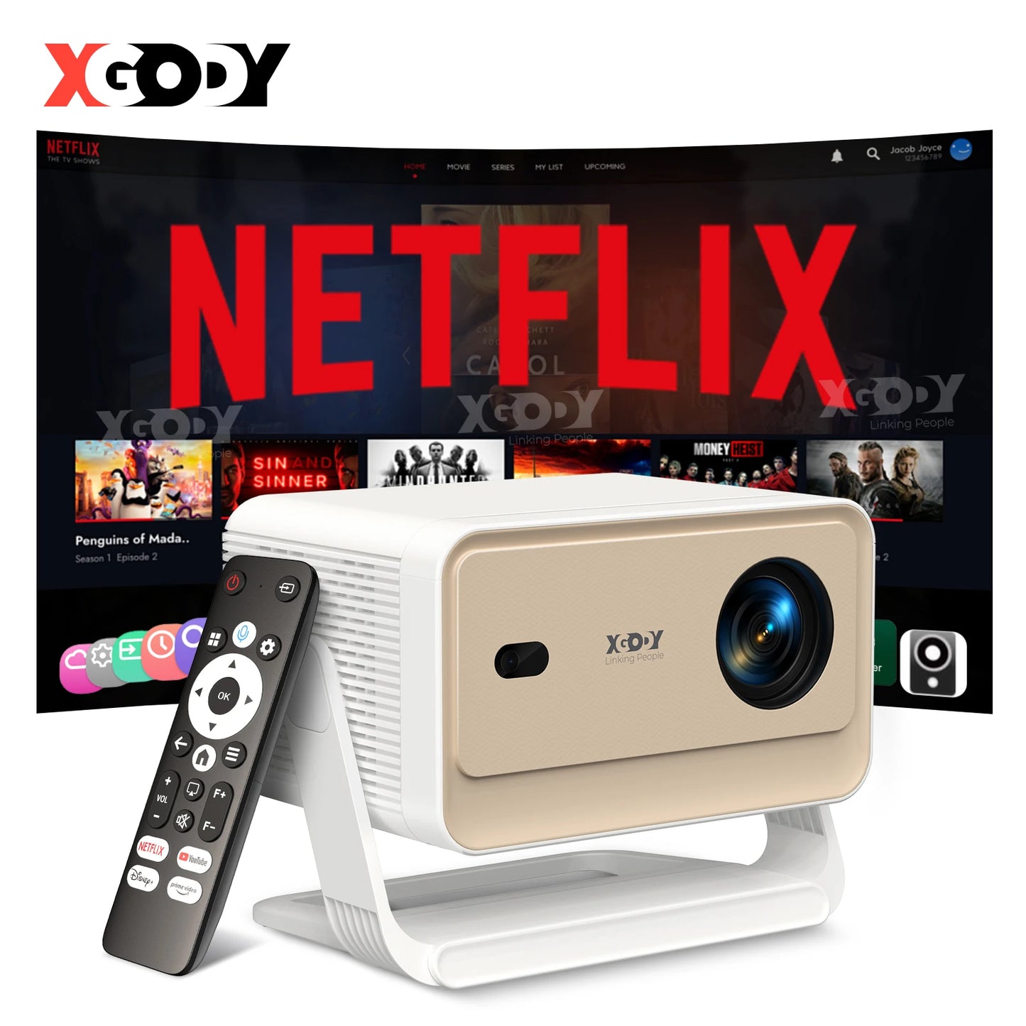 XGODY N6 Pro Netflix 4K Android Voice Control Projector