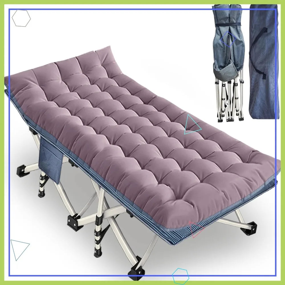 Folding Camping Cot With Mattress Heavy Duty Portable Guest Bed