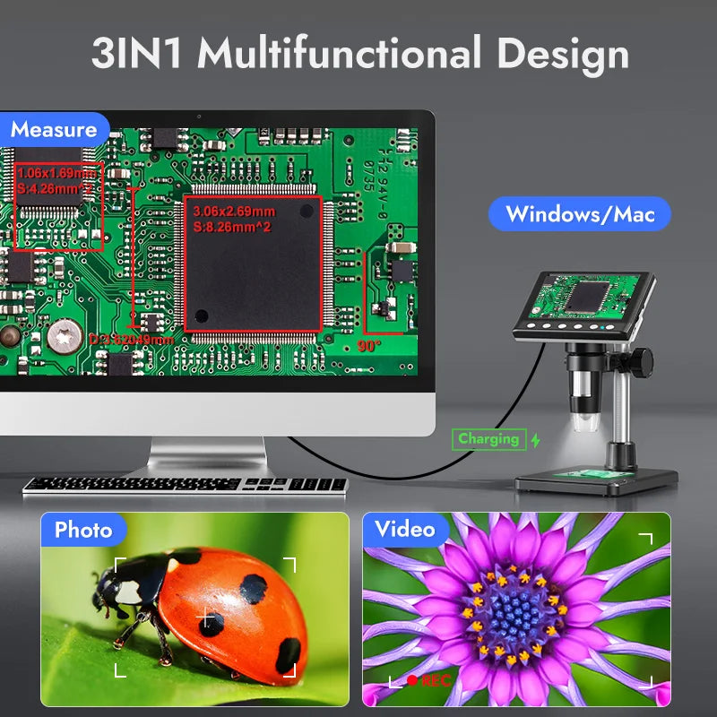 Hayve Digital Microscope 1000X With 8 LEDs And PC View