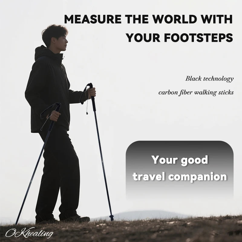 OKHEALING Ultralight Foldable Trekking Poles Carbon Fiber