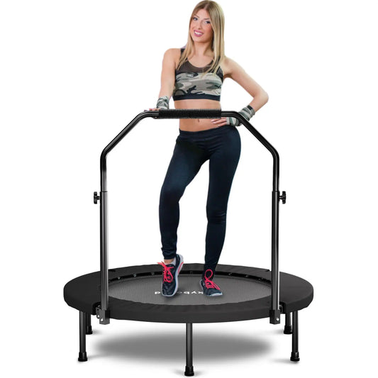 Foldable Rebounder Trampoline with Adjustable U Bar Handle
