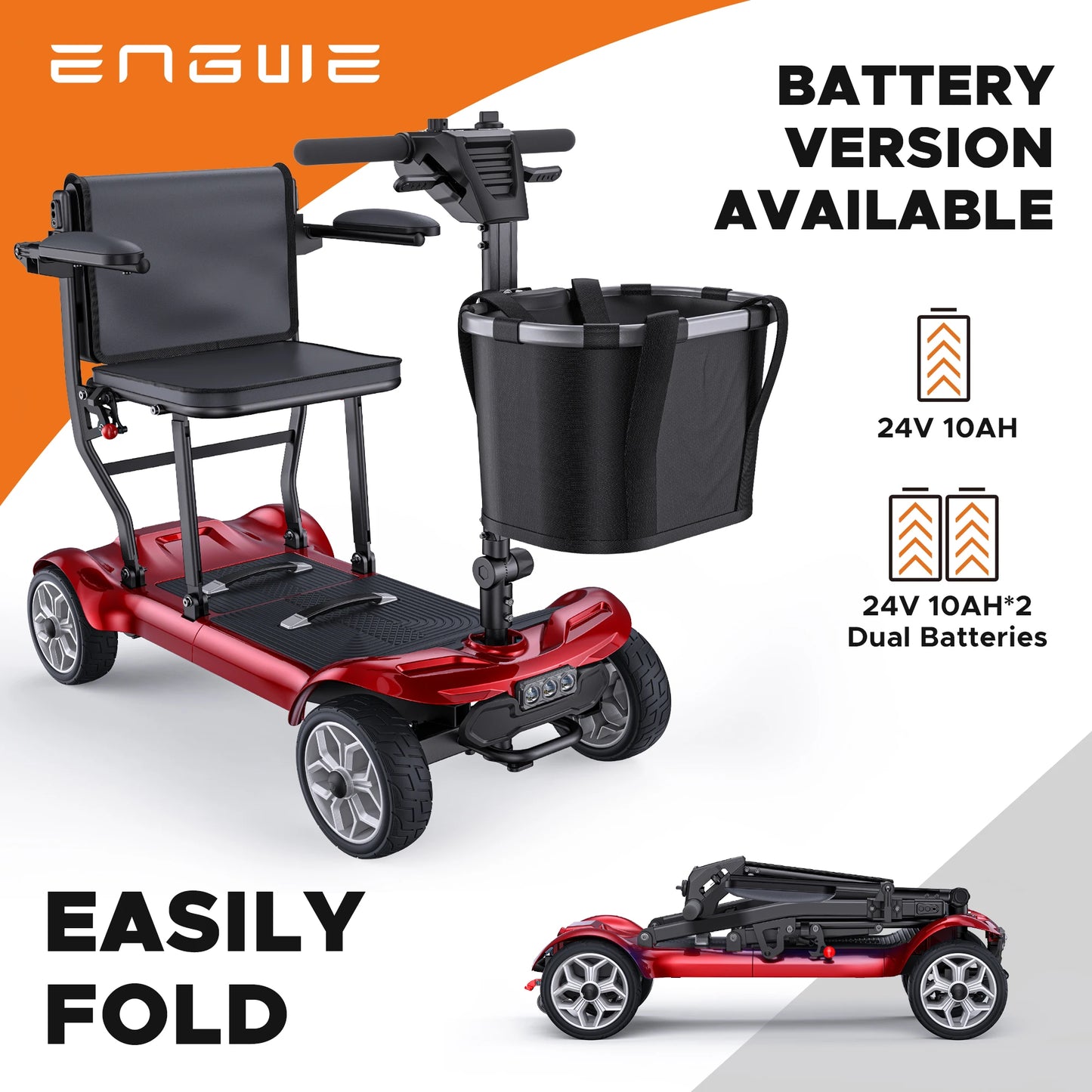 ENGWE Electric Mobility Scooter Dual Battery Folding Design