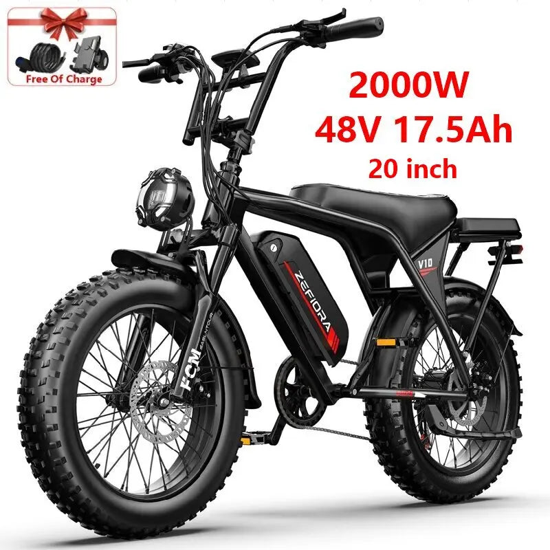 ZEFIORA Electric Fat Bike 1000W 30-50 MPH 30-60 Miles
