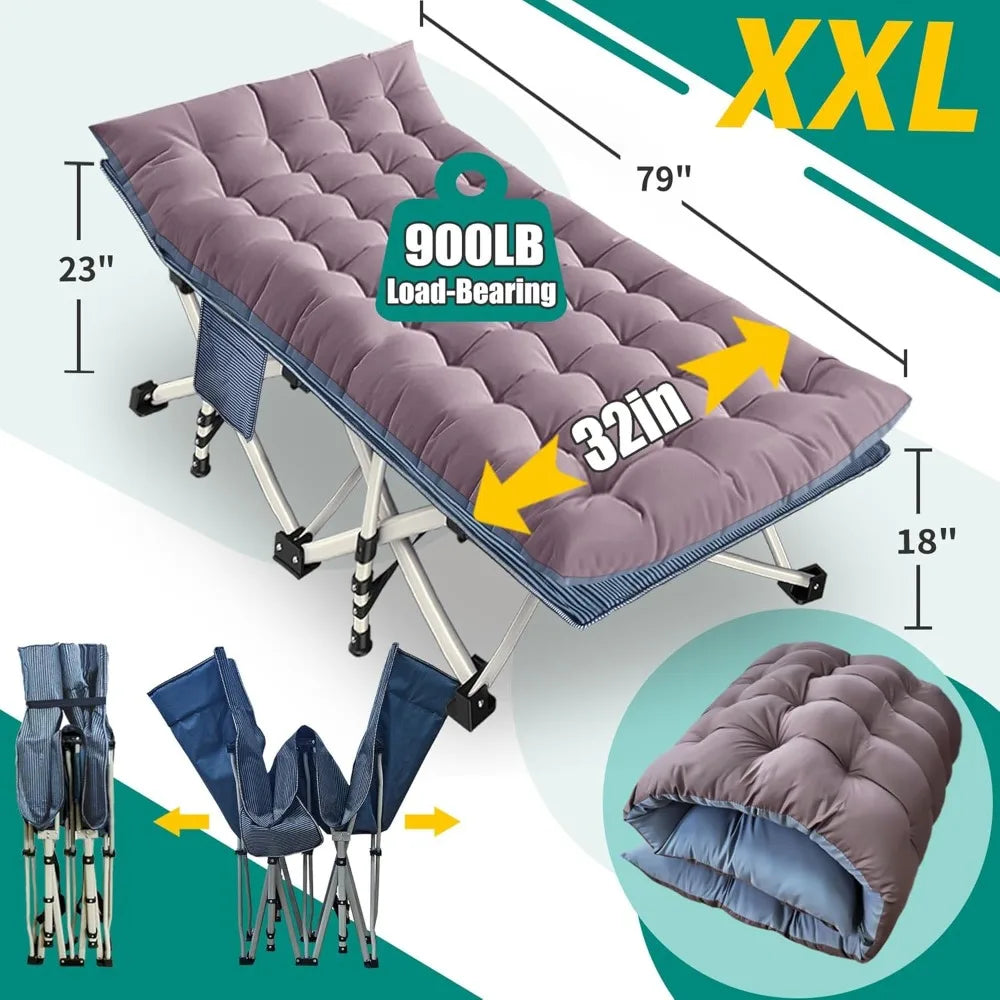 Folding Camping Cot With Mattress Heavy Duty Portable Guest Bed