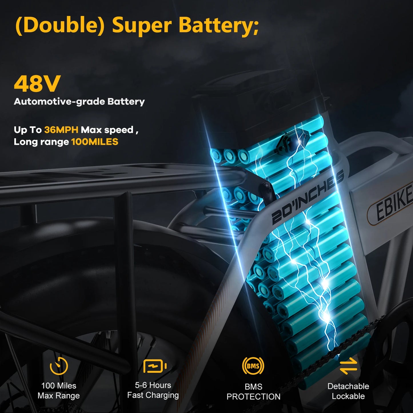 CYBERVELO Electric Fat Tire Off Road Foldable Bike EK4 EK5