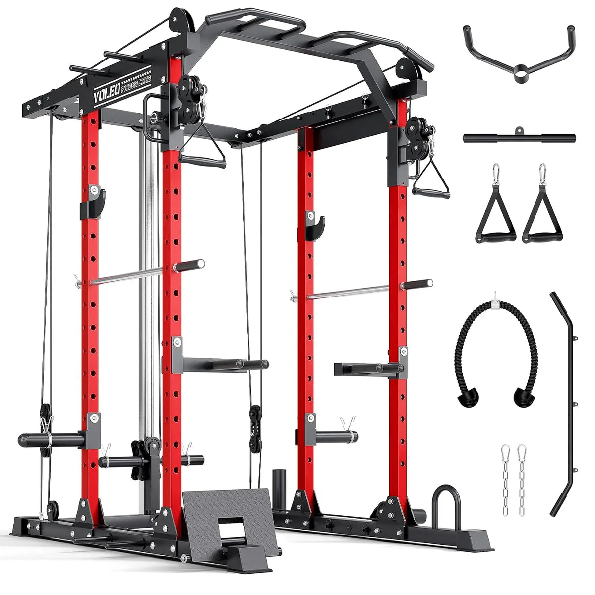Adjustable Power Cage With Cable Crossover And Smooth Pulley System