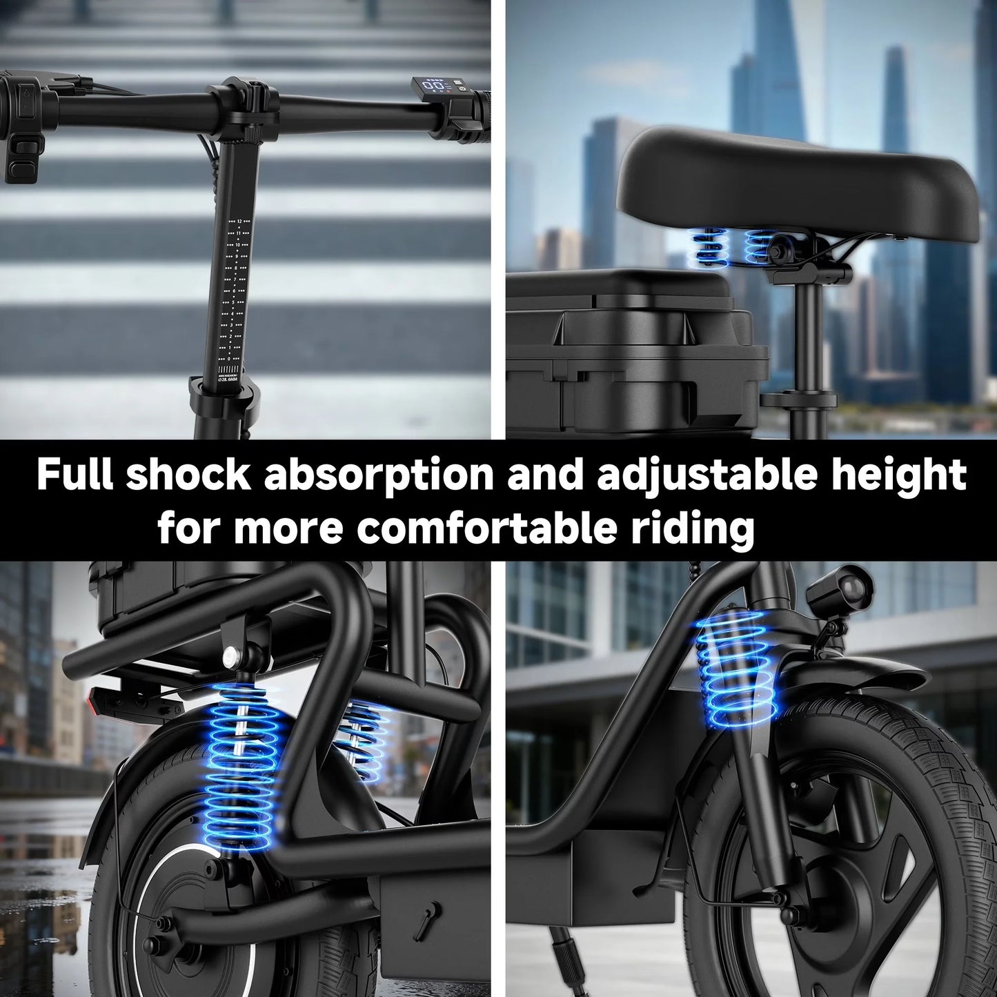 Electric Scooter For Adults With Seat And Long Range Battery