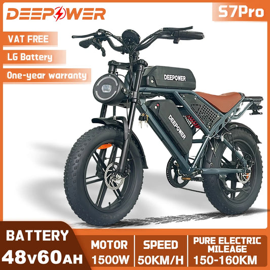 DEEPOWER S7Pro Off Road Electric Bike 1500W 48V 60Ah Battery