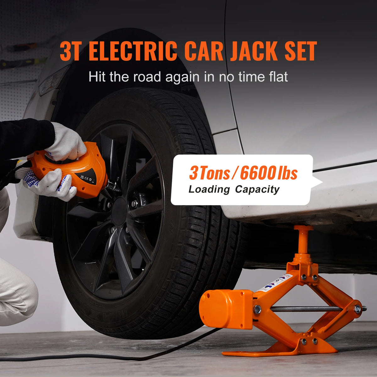 SucceBuy Electric Scissor Car Jack With Impact Wrench
