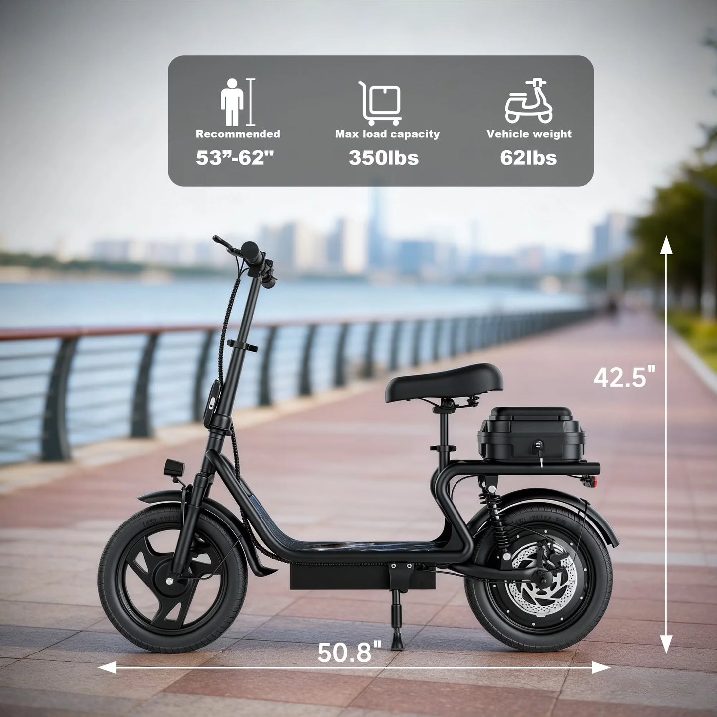 Electric Scooter For Adults With Seat And Long Range Battery