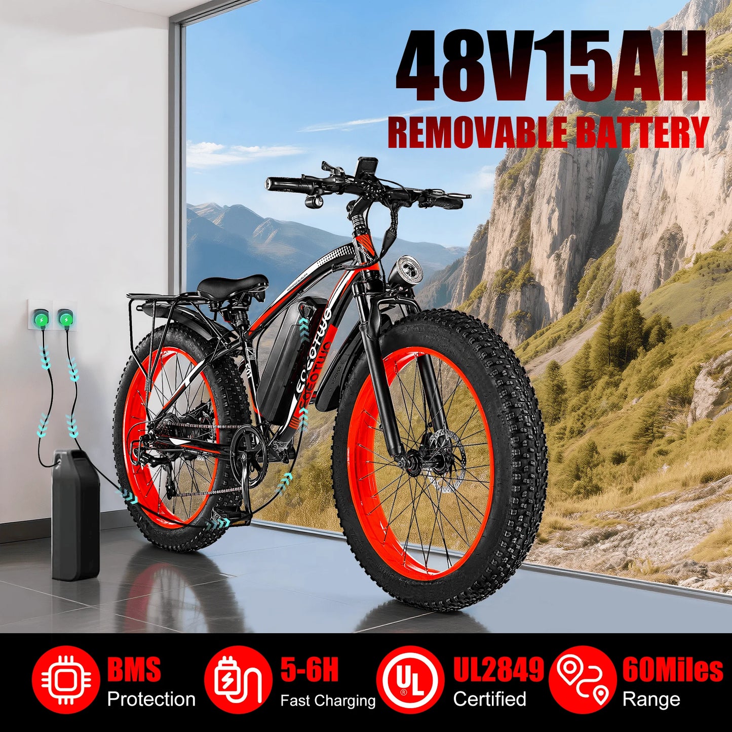 EOEOTWO 1500W Fat Tire Electric Mountain Bike All Terrain