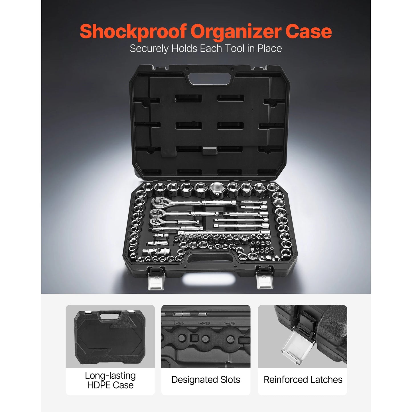 SucceBuy Socket Set With Ratchet Wrench And SAE Metric