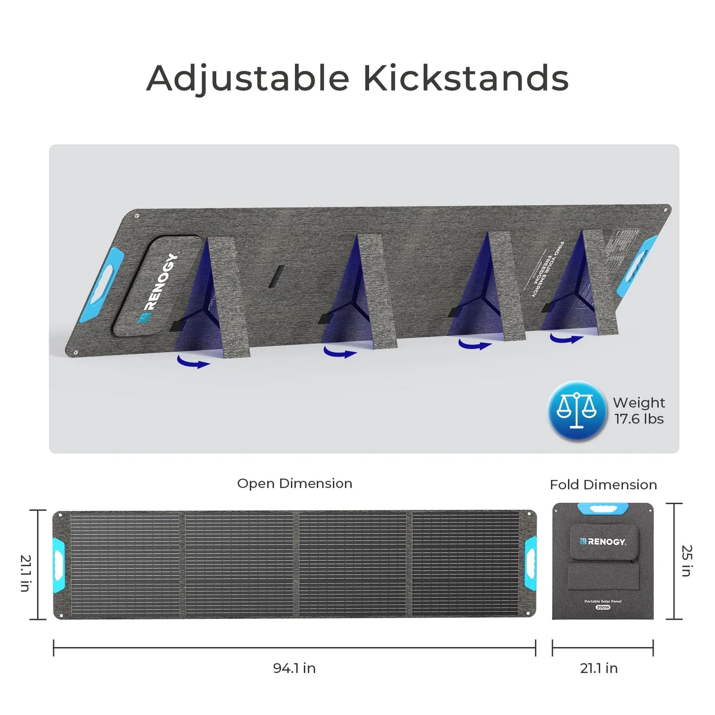 Renogy 200W Portable Solar Panel IP65 Waterproof Charger For RVs