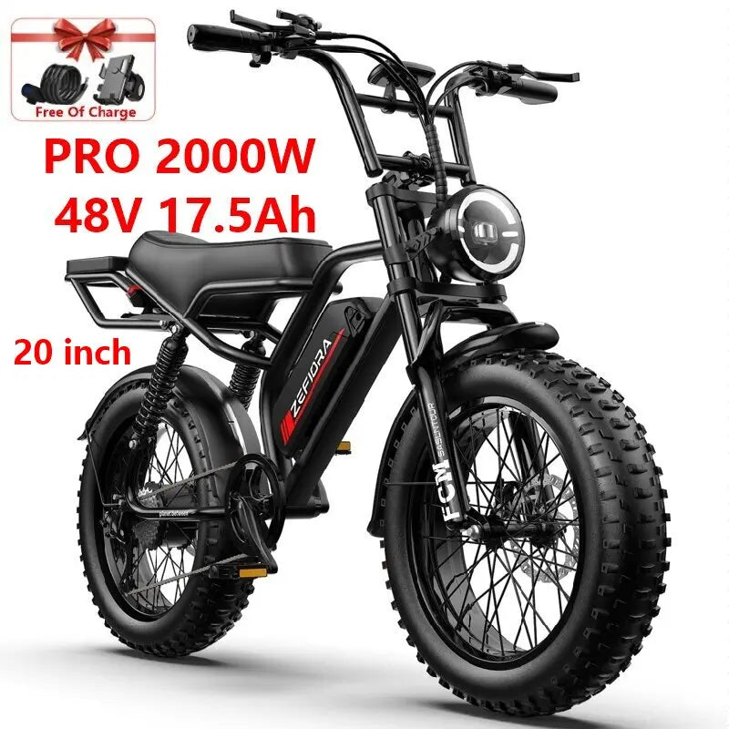 ZEFIORA Electric Fat Bike 1000W 30-50 MPH 30-60 Miles