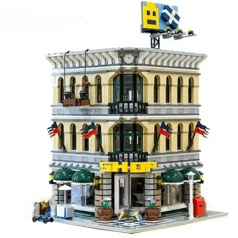 Brick Bank Corner MOC Street View Building Blocks Set