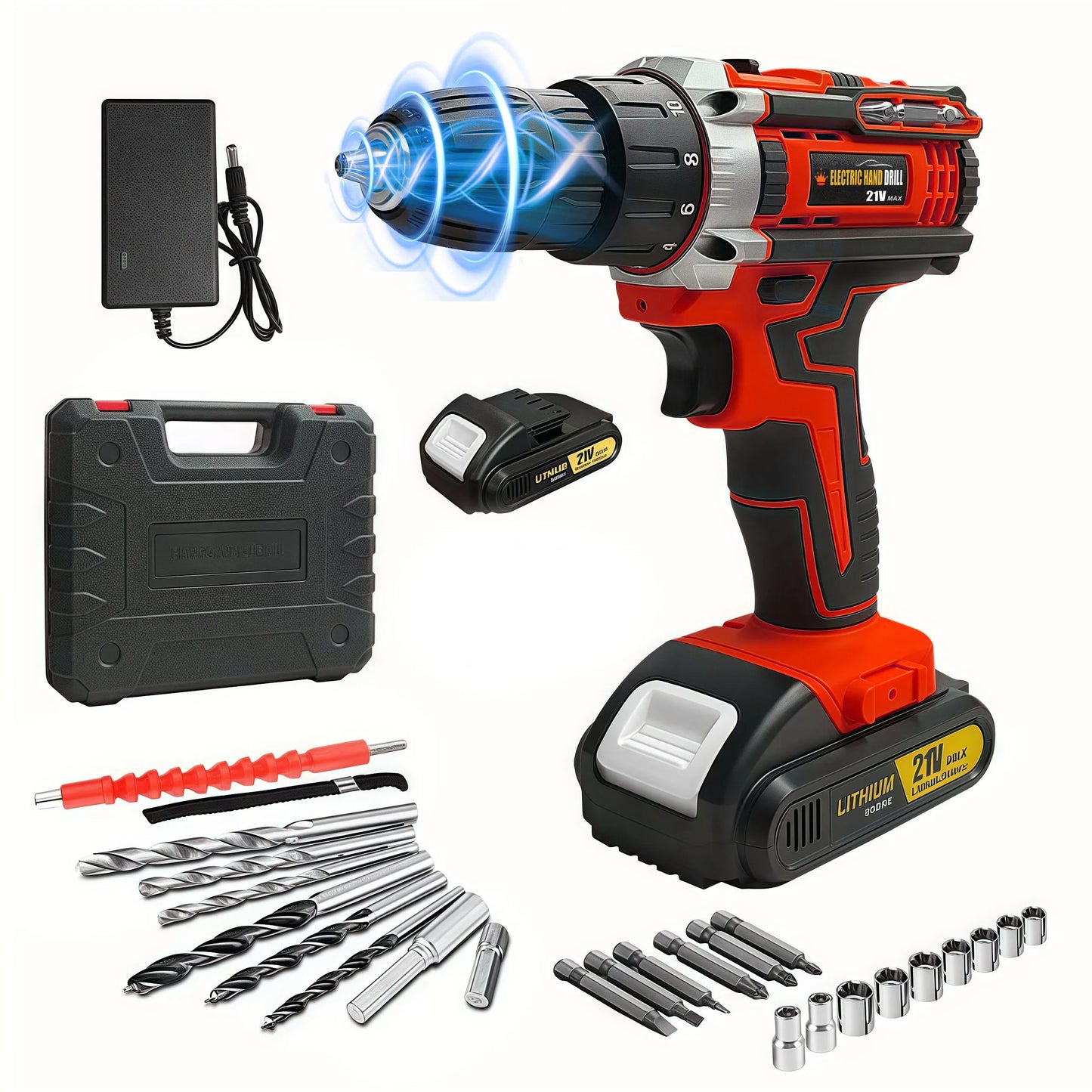 21V Cordless Drill Set With Multifunction Electric Screwdriver