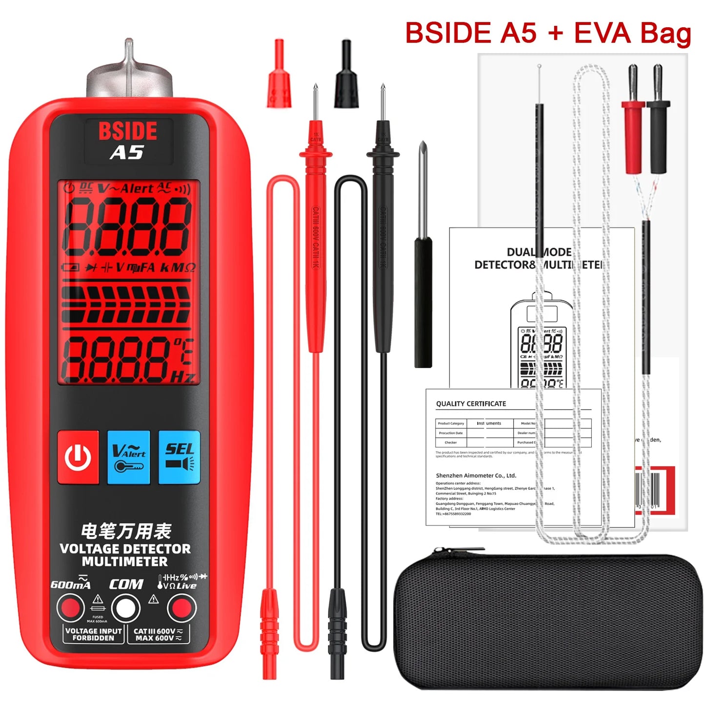 BSIDE A1 Voltage Tester Digital Multimeter Non Contact Volt Meter