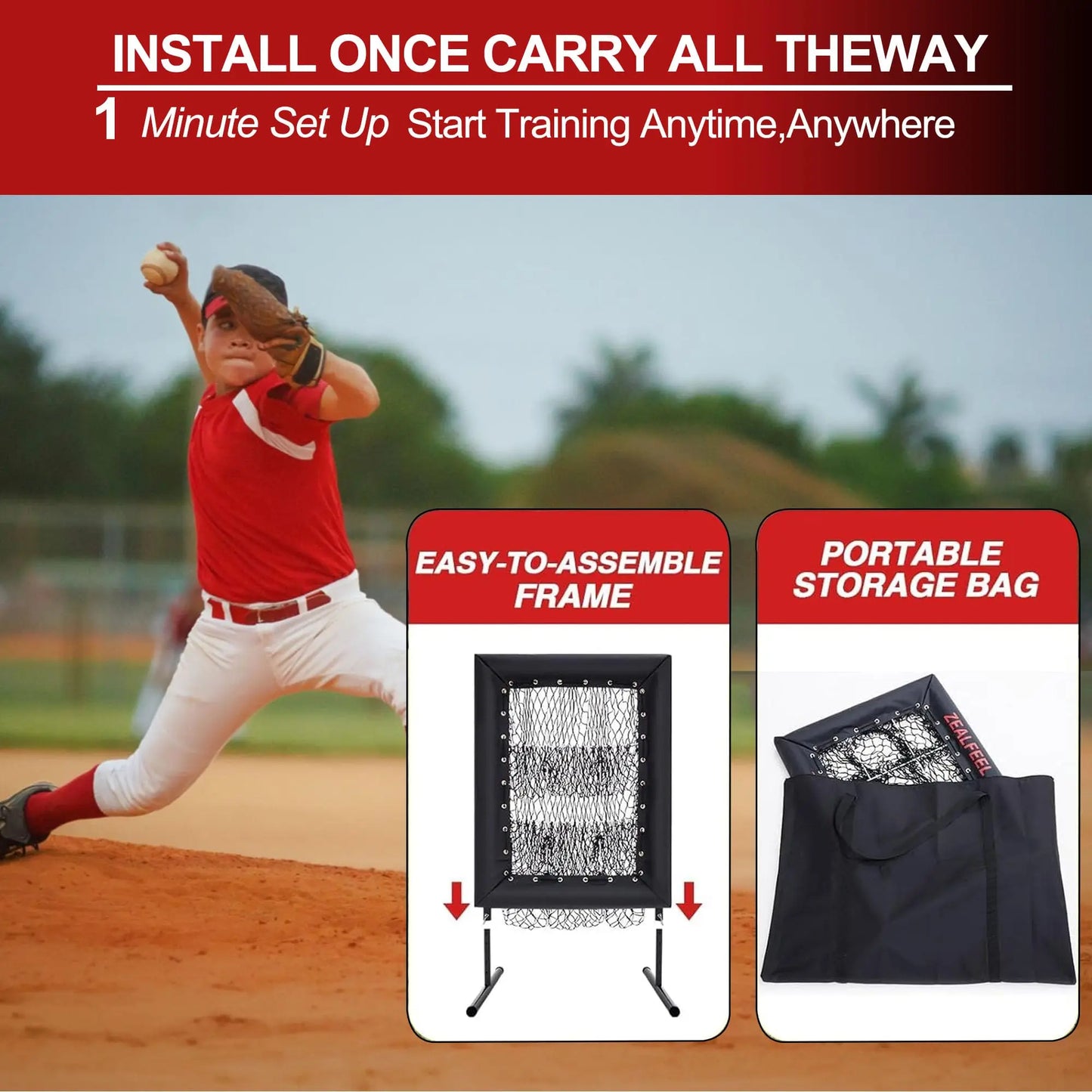 HiMISS Adjustable Pitching Net With Strike Zone 9 Pockets